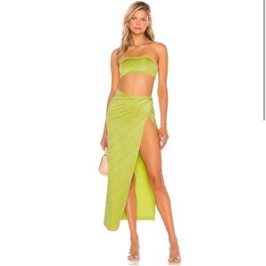 Superdown Karolyna Maxi Skirt Set in Citron Sz XXS Revolve